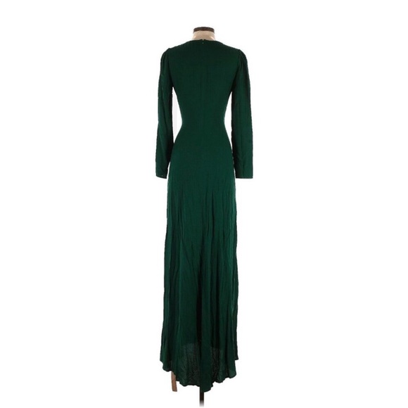 Reformation Gatsby Dress emerald dark green Size 2 deep v neck - Picture 7 of 12
